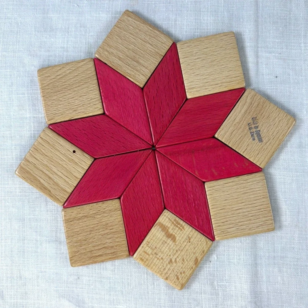 Vintage Wood Star Trivet Made in Germany US Zone